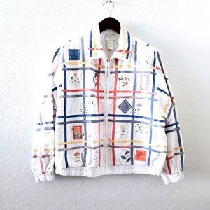 Vintage Koret Francisca Petites jacket sz M petite white embroidered patchwork